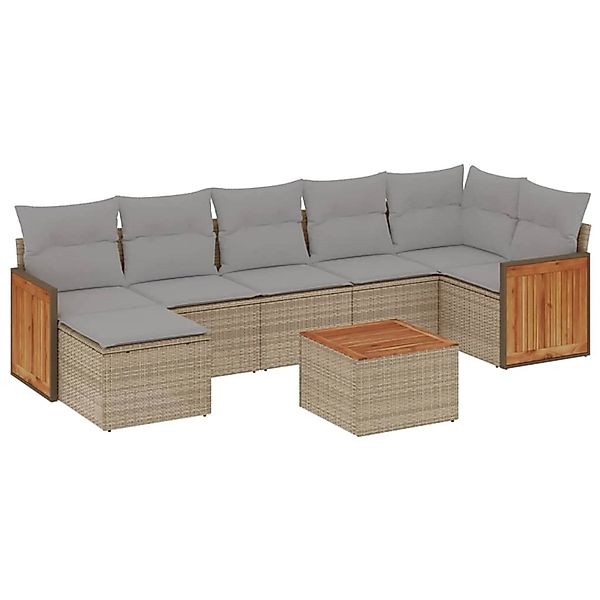 vidaXL 8-Tlg Garten-Sofagarnitur mit Kissen Beige Poly Rattan 3260281 günstig online kaufen