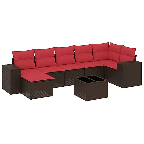 vidaXL 8-Tlg Gartensofa-Set mit Kissen Braun Polyrattan 3222893 günstig online kaufen