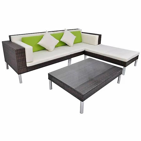 4-tlg. Garten-lounge-set Mit Auflagen Poly Rattan Braun günstig online kaufen