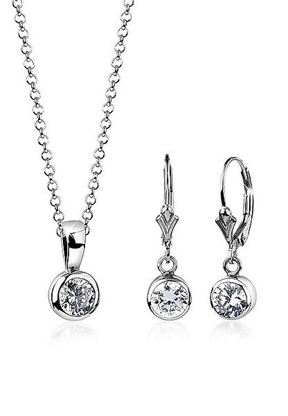 Nenalina Schmuckset Kette Ohrhänger Solitär Zirkonia Steine 925 Silber günstig online kaufen