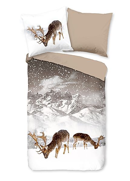 JACK Bettwäsche 135x200cm, Winterlandschaft Hirsch Berge günstig online kaufen