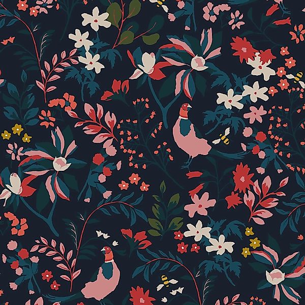 Joules Vliestapete Fields Edge Floral Antique Crème Mehrfarbig FSC® günstig online kaufen