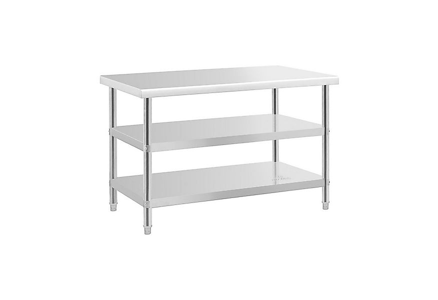 Royal Catering Arbeitstisch 120 x 70 cm Edelstahltisch Küche 2 Ablagen vers günstig online kaufen