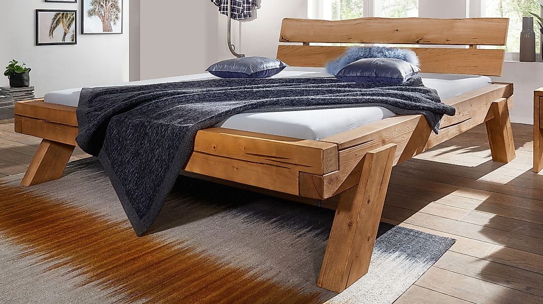 Massivart® Massivholzbett Balkenbett BENKA / Fichte günstig online kaufen