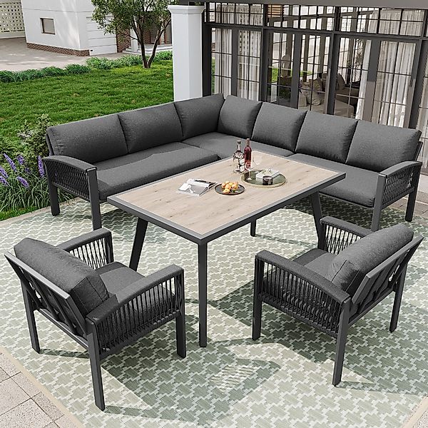 Flieks Gartenlounge-Set, 8-Sitzer Gartenmöbel aus Seil, günstig online kaufen