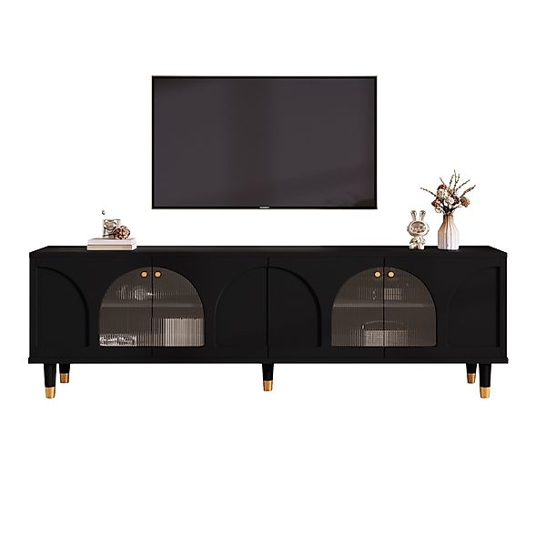 Merax Lowboard, TV-Board mit Glastüren, Fernsehtisch günstig online kaufen