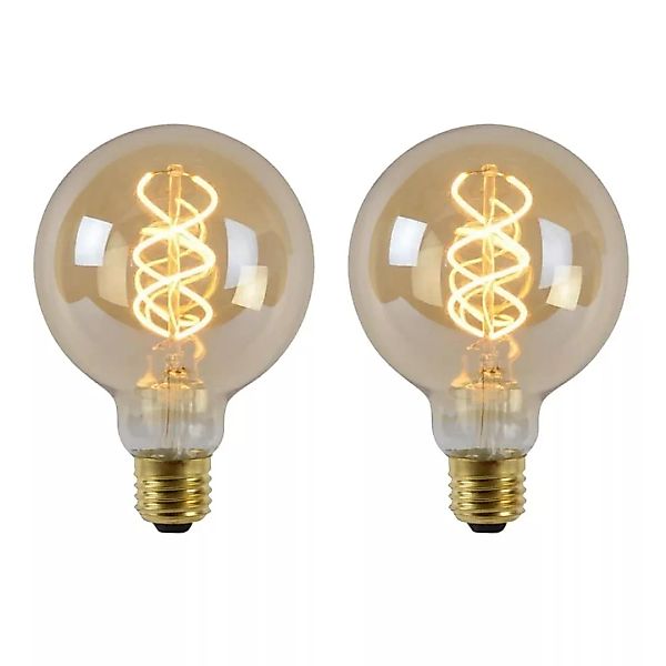 LED Leuchtmittel E27 Globe - G95 in Amber 5W 380lm 2er-Pack günstig online kaufen