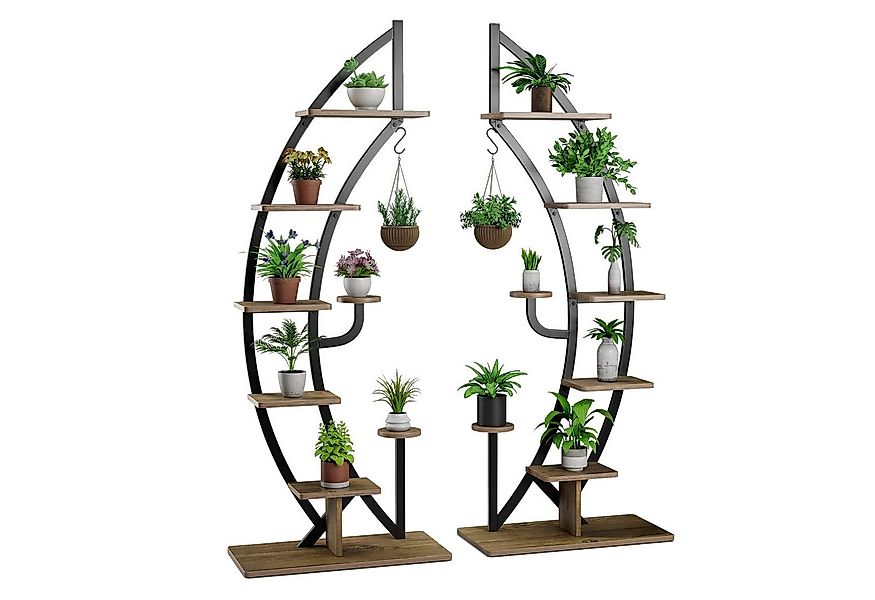 COSTWAY Blumenständer (2 St), 6-stufig, mit 2 Ablagen, Haken & Kippschutz günstig online kaufen