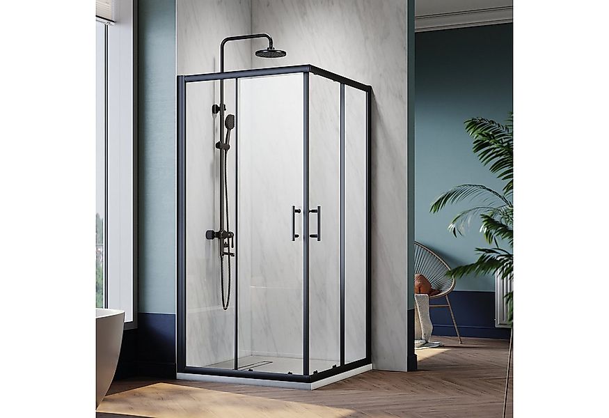 SONNI Eckdusche Eckdusche Duschkabine Eckeinstieg Schiebetüren,schwarze Höh günstig online kaufen