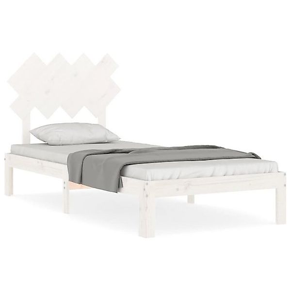 vidaXL Bettgestell, Massivholzbett mit Kopfteil Weiß 90x200 cm günstig online kaufen