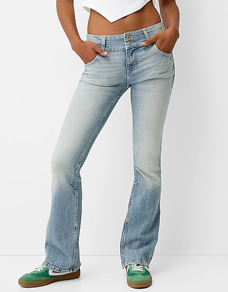 Bershka Low Waist Bootcut-Jeans Damen 10-12 Ausgewaschenes Blau günstig online kaufen