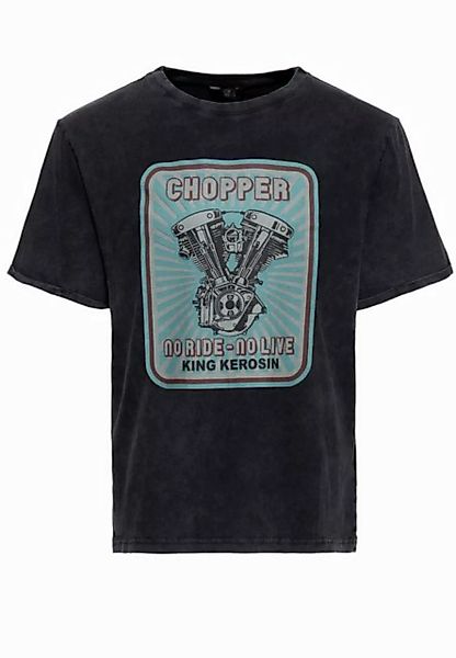 KingKerosin Print-Shirt No Ride No Life (1-tlg) Acid Washed günstig online kaufen