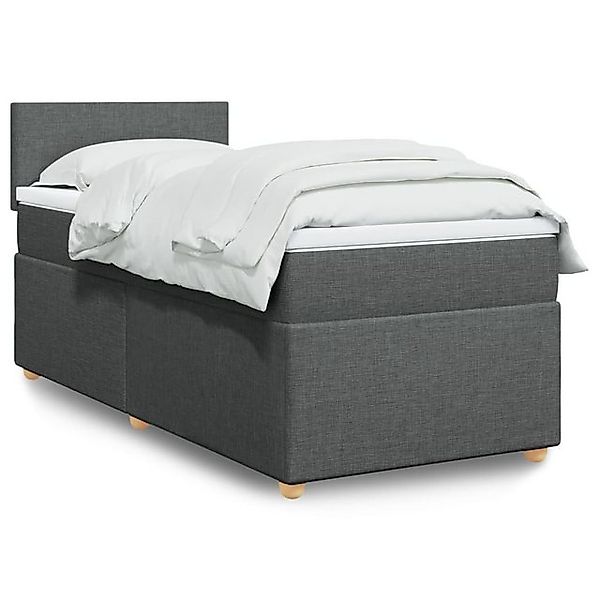 vidaXL Boxspringbett, Boxspringbett mit Matratze Dunkelgrau 90x190 cm Stoff günstig online kaufen