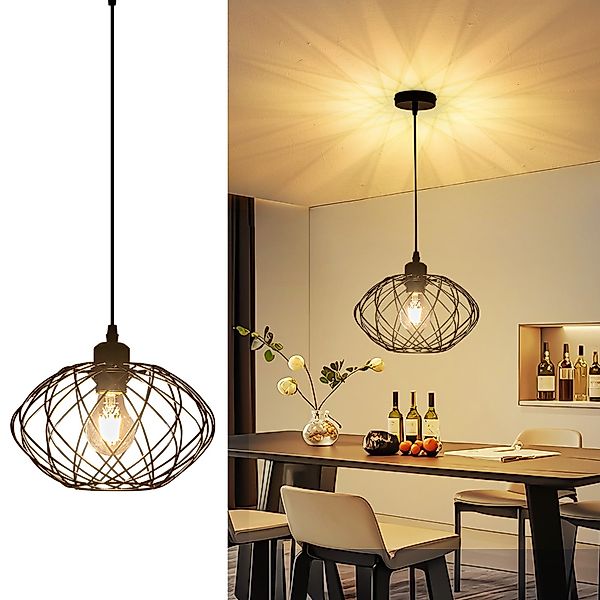 Nettlife Pendelleuchte Vintage Esstischlampe Schwarz Rund günstig online kaufen