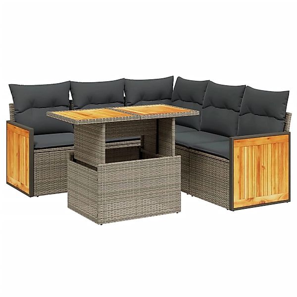 vidaXL 6-Tlg Garten-Sofagarnitur mit Kissen Beige Poly Rattan 3273958 günstig online kaufen