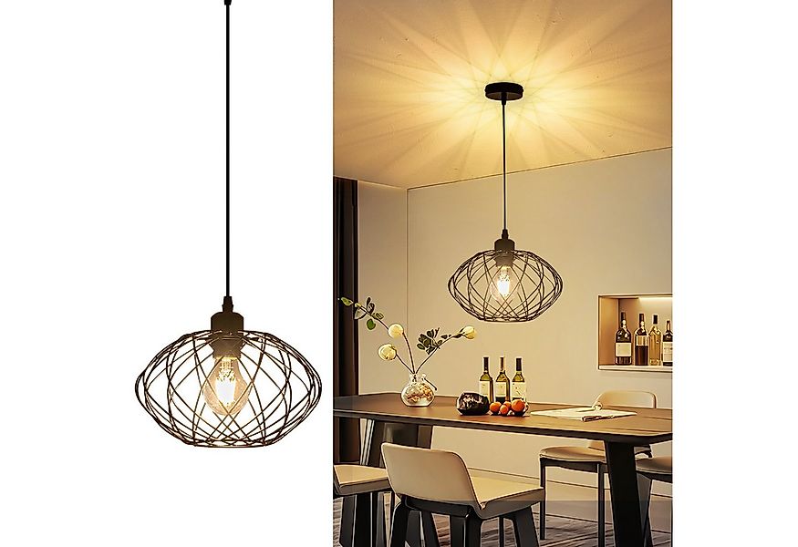 Nettlife Pendelleuchte Pendelleuchte Schwarz Rund Vintage E27, Höhenverstel günstig online kaufen