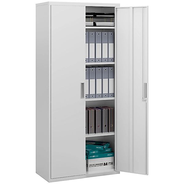 HOMCOM Aktenschrank Büroschrank Stahl Weiß 80L x 40B x 180H cm günstig online kaufen