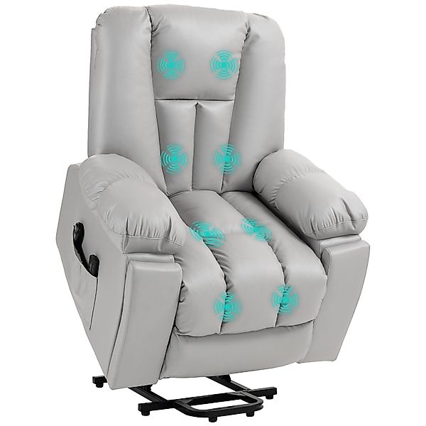 HOMCOM Fernsehsessel mit Liegefunktion Vibrationsmassage Massagesessel Hell günstig online kaufen