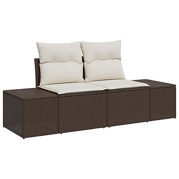 vidaXL Loungesofa 2-Sitzer Garten Sofa mit Stauraum und Kissen Braun Poly R günstig online kaufen