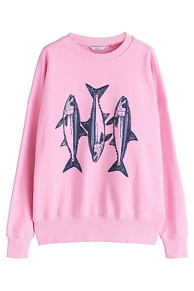 Next Sweater Sweatshirt mit Fisch-Grafik und Perlen (1-tlg) günstig online kaufen