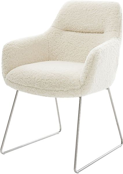 DELIFE Polsterstuhl Pejo-Flex, Kufengestell Edelstahl Teddystoff günstig online kaufen