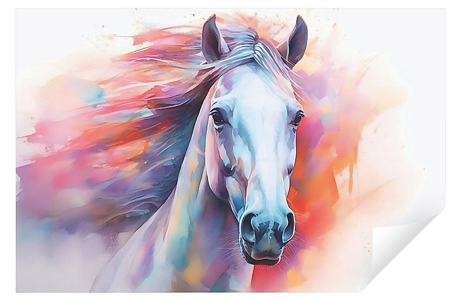 Wallarena Fototapete Pferd Pastell Aquarell Vlies Tapete Wohnzimmer Schlafz günstig online kaufen