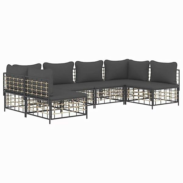 Vidaxl 6-tlg. Garten-lounge-set Mit Kissen Anthrazit Poly Rattan günstig online kaufen