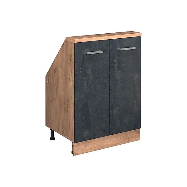 Vicco Unterschrank R-Line, Schwarz Beton/Goldkraft Eiche, günstig online kaufen