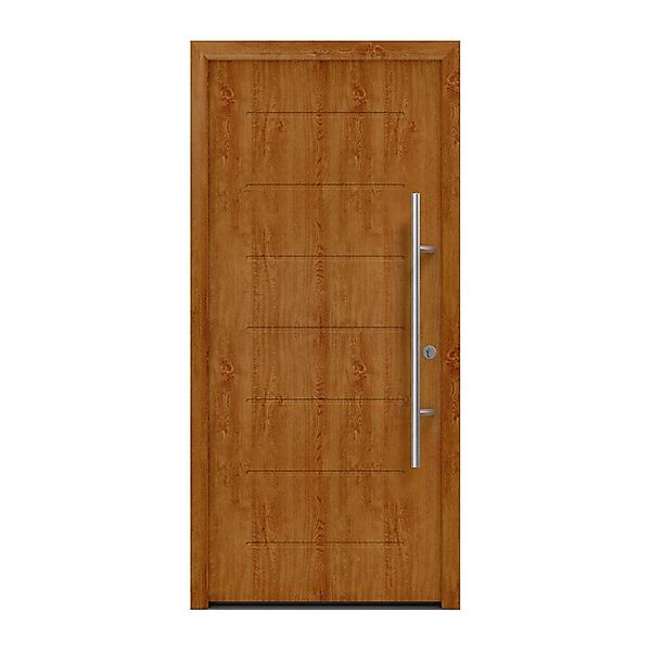 EcoStar Haustür Isopro Secur IPS 015 Golden Oak 110 cm x 210 cm DIN R günstig online kaufen
