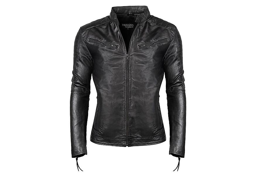 PAULGOS Lederjacke Herren Jacke Übergangsjacke Biker Look 100% Echtleder D2 günstig online kaufen