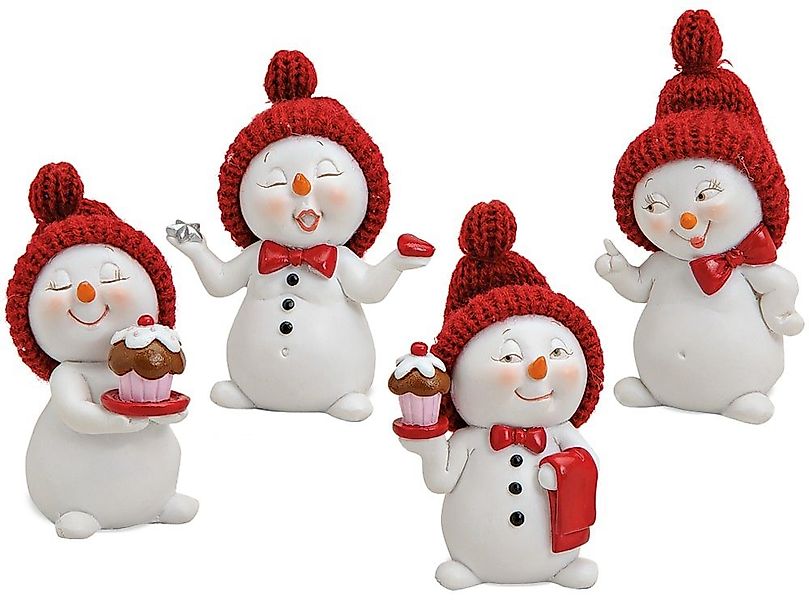 matches21 HOME & HOBBY Dekofigur Schneemann rote Mützen 4er Set 7 cm (4 St) günstig online kaufen
