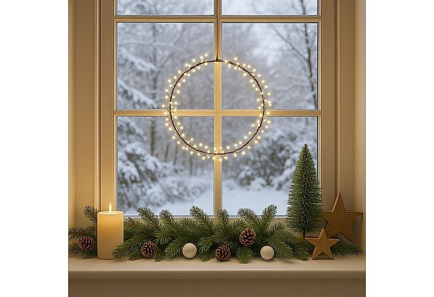 MARELIDA Dekokranz LED Kranz Türkranz Weihnachtskranz Lichtkranz 90LED D: 2 günstig online kaufen