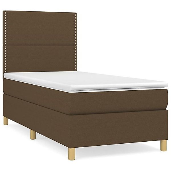 vidaXL Boxspringbett, Boxbett mit Matratze Dunkelbraun 90x200 cm Stoff günstig online kaufen