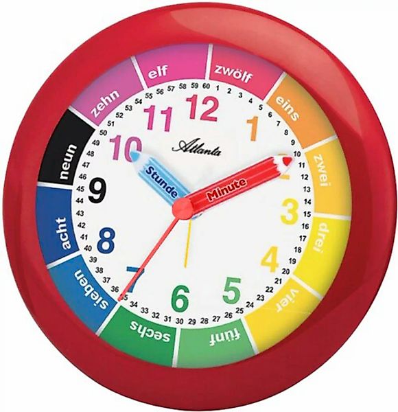 Atlanta 1265/1 Wecker Kinderwecker Quarz Analog Rot Bunt Lernwecker Für Kin günstig online kaufen