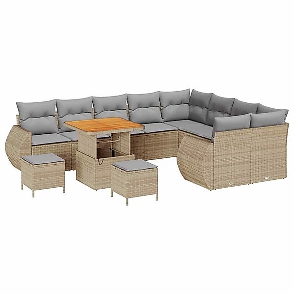 vidaXL Garten-Sofa-Set 12-Tlg Beige Poly Rattan 3361912 günstig online kaufen