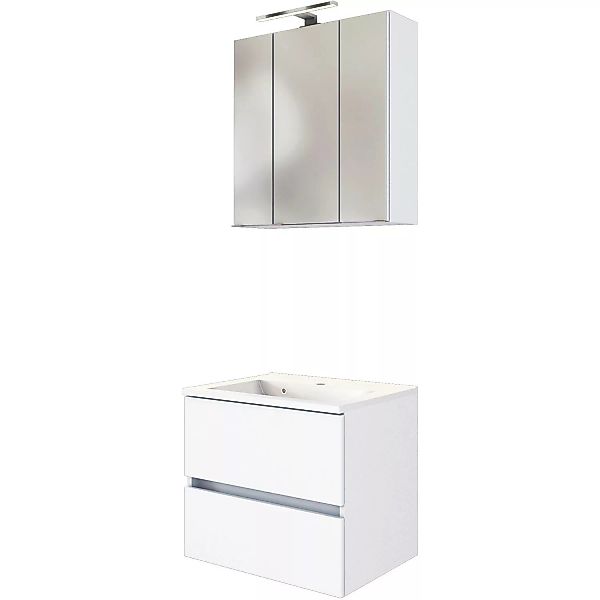 Held Möbel Waschtisch-Set Verona 60 cm x 200 cm x 47 cm Weiß-Weiß günstig online kaufen