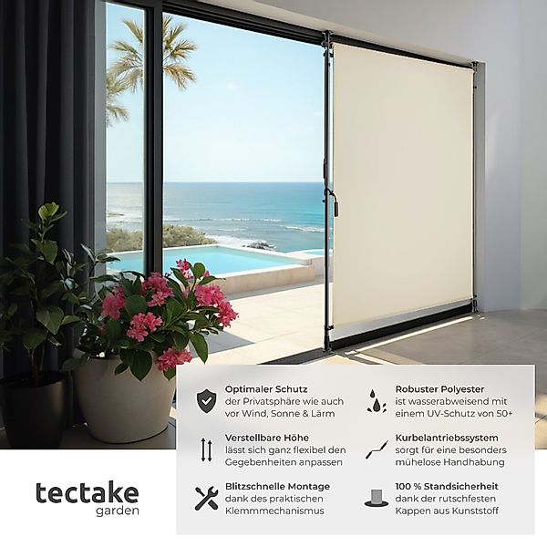 tectake Seitenarmmarkise Klemmmarkise Taija mit Handkurbel, günstig online kaufen