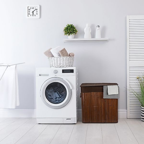 relaxdays Wäschesortierer Bambus Wäschekorb 3 Fächer, günstig online kaufen