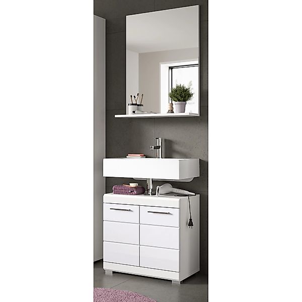 Inn.Furn Badmöbel-Set 2-teilig in Weiß Hochglanz 60 cm Shawn günstig online kaufen