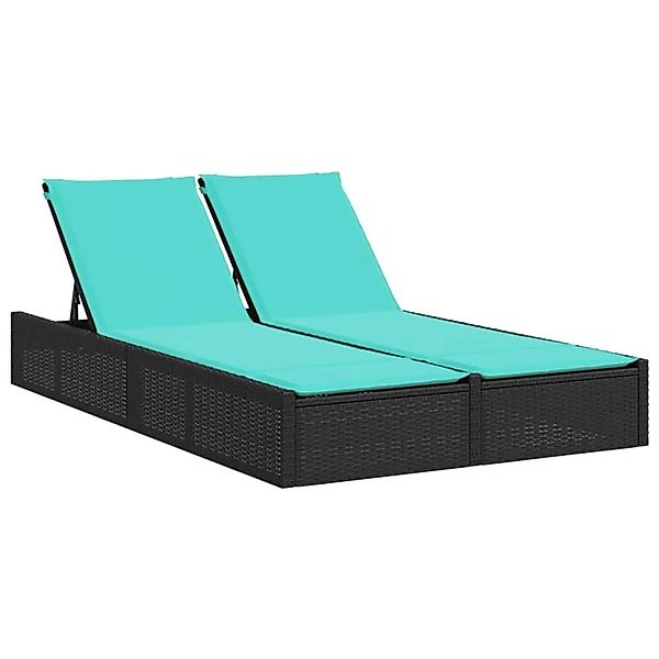 vidaXL Doppel-Sonnenliege mit Kissen Schwarz Poly-Rattan 368636 günstig online kaufen