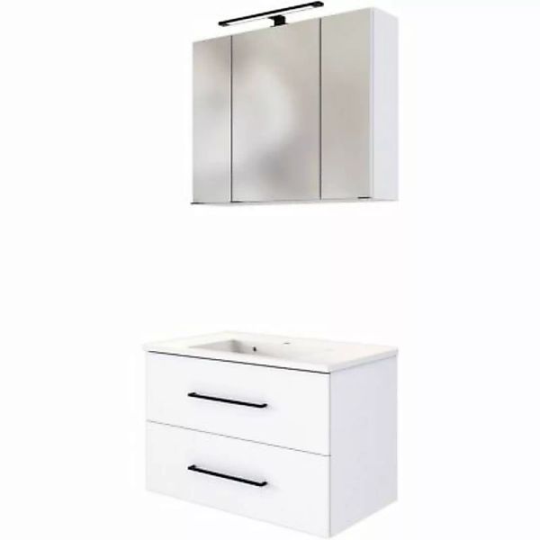 Lomadox Waschplatz Set inkl. LED Spiegelschrank und Waschbecken MANLY-03 we günstig online kaufen