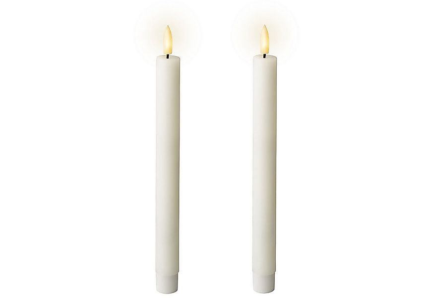 Lumineo LED-Kerze, LED Kerzen mit Timerfunktion 24cm Wachs 2er Set Weiß / W günstig online kaufen