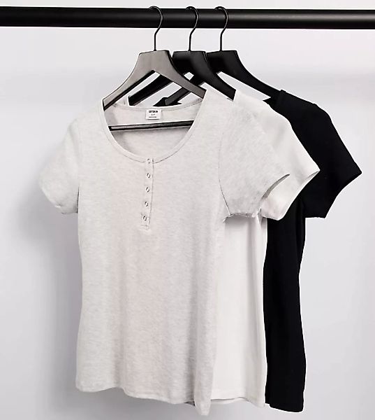 Cotton:On Maternity – 3er-Pack kurzärmlige, mehrfarbige Henley-Oberteile günstig online kaufen