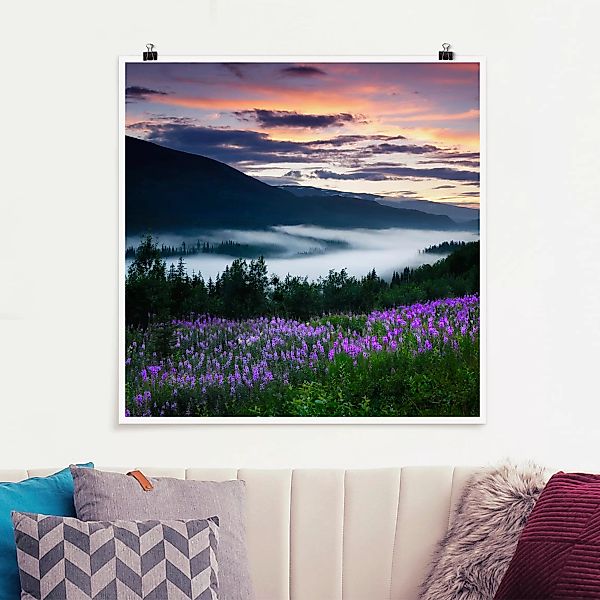 Poster - Quadrat Paradiesisches Tal in Norwegen günstig online kaufen