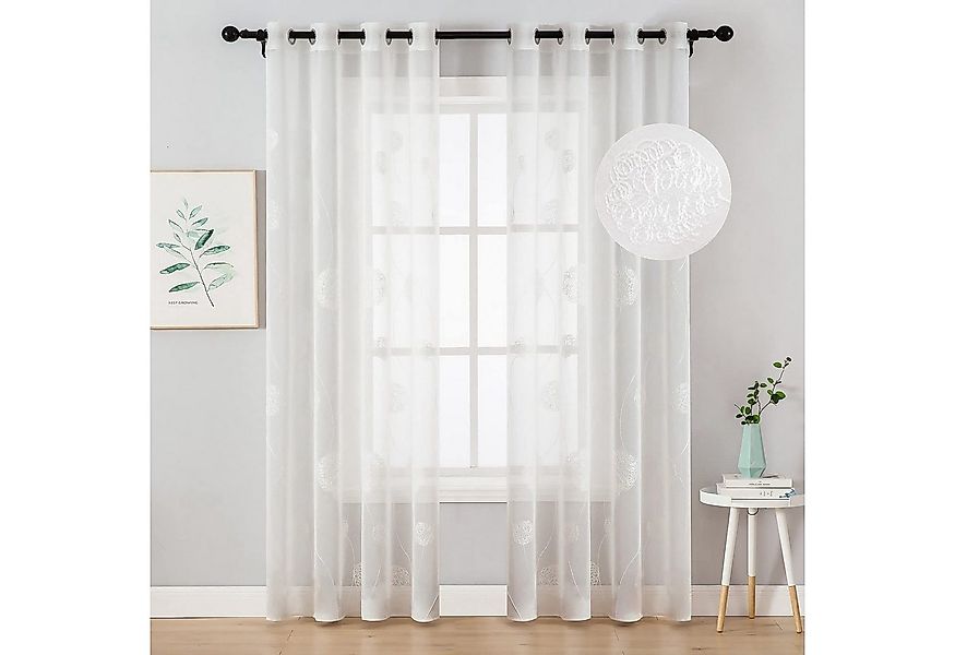 BYSURE Vorhang Gardinen mit Florales Stickerei (2 St), Ösen, transparent, V günstig online kaufen