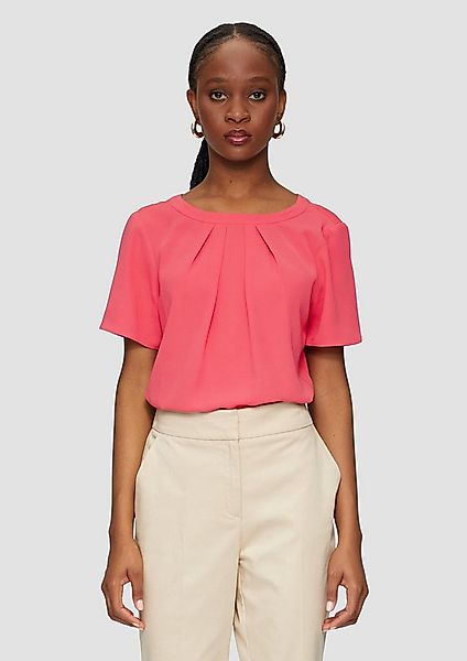 s.Oliver Kurzarmbluse Bluse Crêpe-Bluse mit Falten am Ausschnitt günstig online kaufen