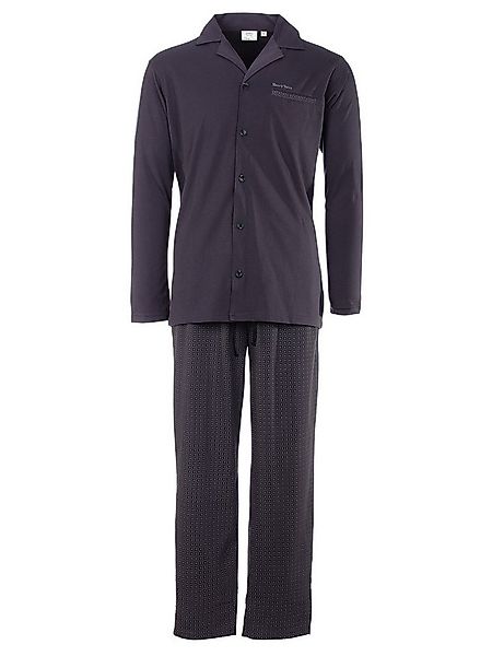 Henry Terre Pyjama Pyjama Set Langarm - Kent Oberteil uni Hose gemustert günstig online kaufen