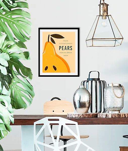 queence Bild »Pears«, Obst-Obst Bilder-Schriftzug-Kunst-Abstrakt-Essen-Lebe günstig online kaufen