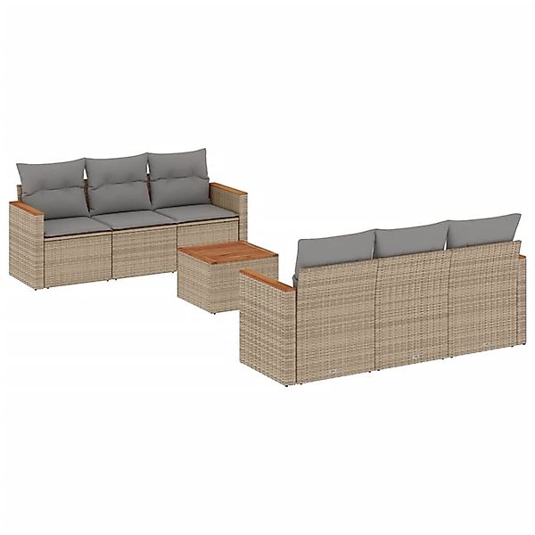 vidaXL 7-Tlg Garten-Sofagarnitur mit Kissen Beige Poly Rattan 3258195 günstig online kaufen
