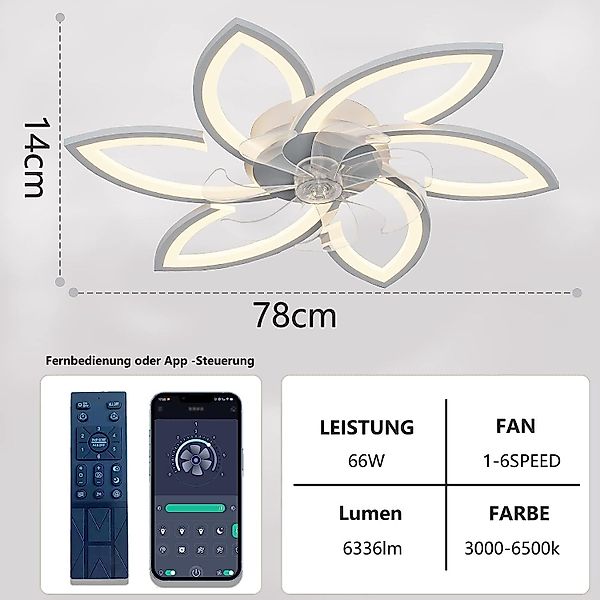 DOPWii Deckenventilator Deckenlüfter leuchte,Lüfterlicht,Dimmbar,Deckenlamp günstig online kaufen